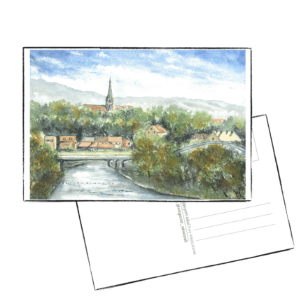 Pocztówka z akwarelą Ewy Reciak-Bury